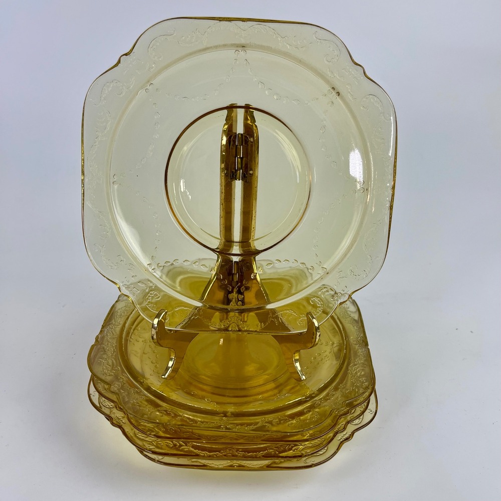 Federal Glass Patrician Spoke Yellow Depression Glass 6 inch Plates Set of 5